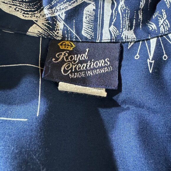 Vintage Royal Creations Hawaiian Islands Map Print Casual Shirt - Picture 6 of 8